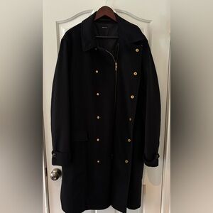 Giorgio Armani Black Trench Coat with Gold Accents